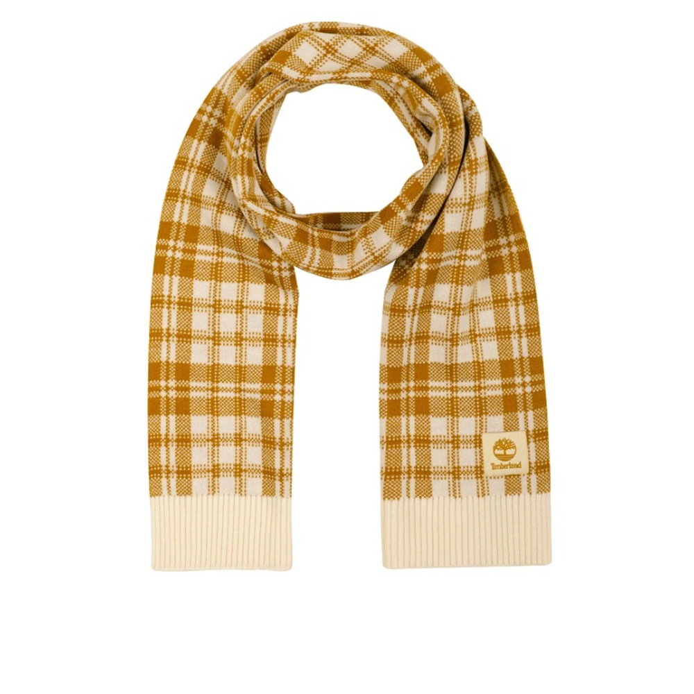 NWT ~ Timberland Plaid Scarf ~ Wheat and Cream
